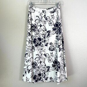 Lauren Ralph Lauren Womens 4 Petite Floral Button Up Midi Skirt Lined Cotton